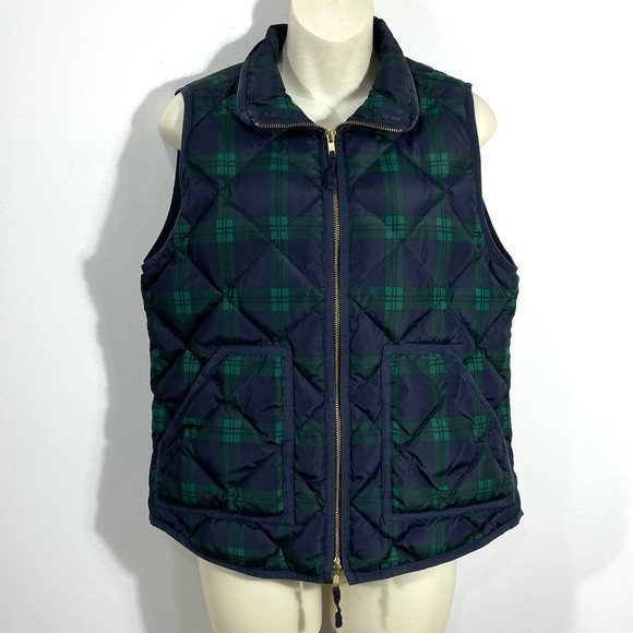 J. CREW Plaid Print Quilted Puffer Vest - Picture 2 of 9
